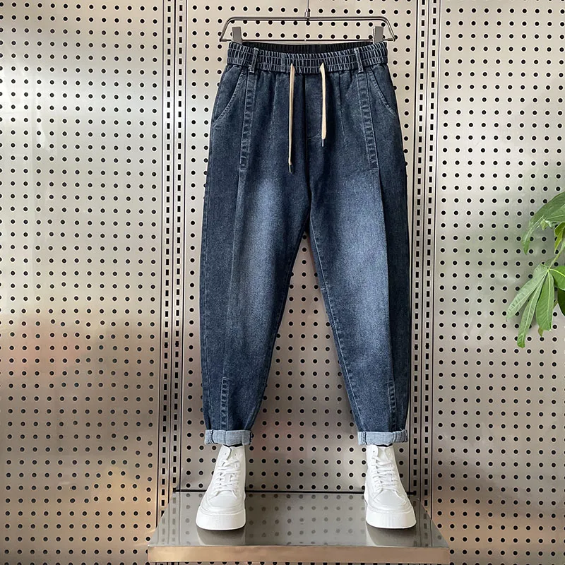 

Spring Autumn Soft Fabric Jeans Men Summer Thin Casual Elastic Fashion Denim Trousers Male Brand Loose Straight Pants Q108