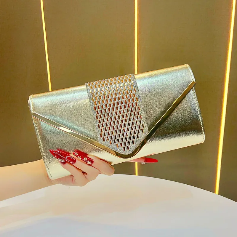 

2025 Luxury High End Women Evening Bag Diamond Embedded Handbag Fashion Party Clutch Dress Bag PU Leather Crossbody Shoulder Bag