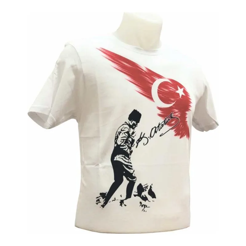 MALE White Husband Tepe Atatürklü And Turkish Flag T-Shirt Made in Turkey, Gift for Men T-Shirt, Clothing Accessory