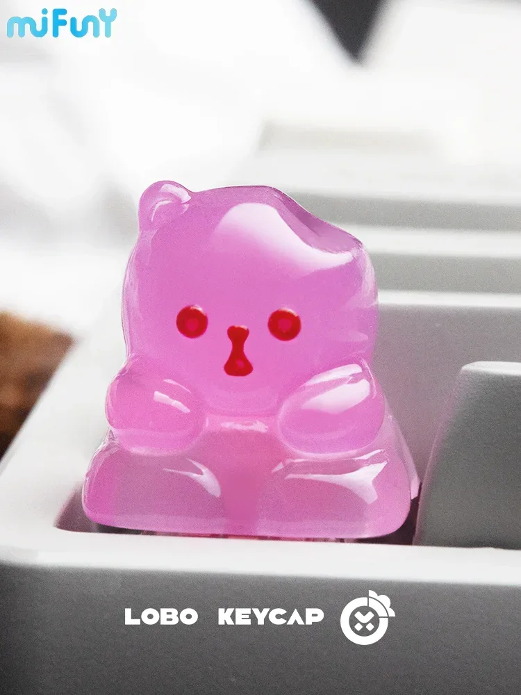 MiFuny Gummy Bear Keycaps Custom PBT Profile Keycap Cute Purple Orange Yellow Anime Point Key Cap for Gaming Mechanical Keyboard