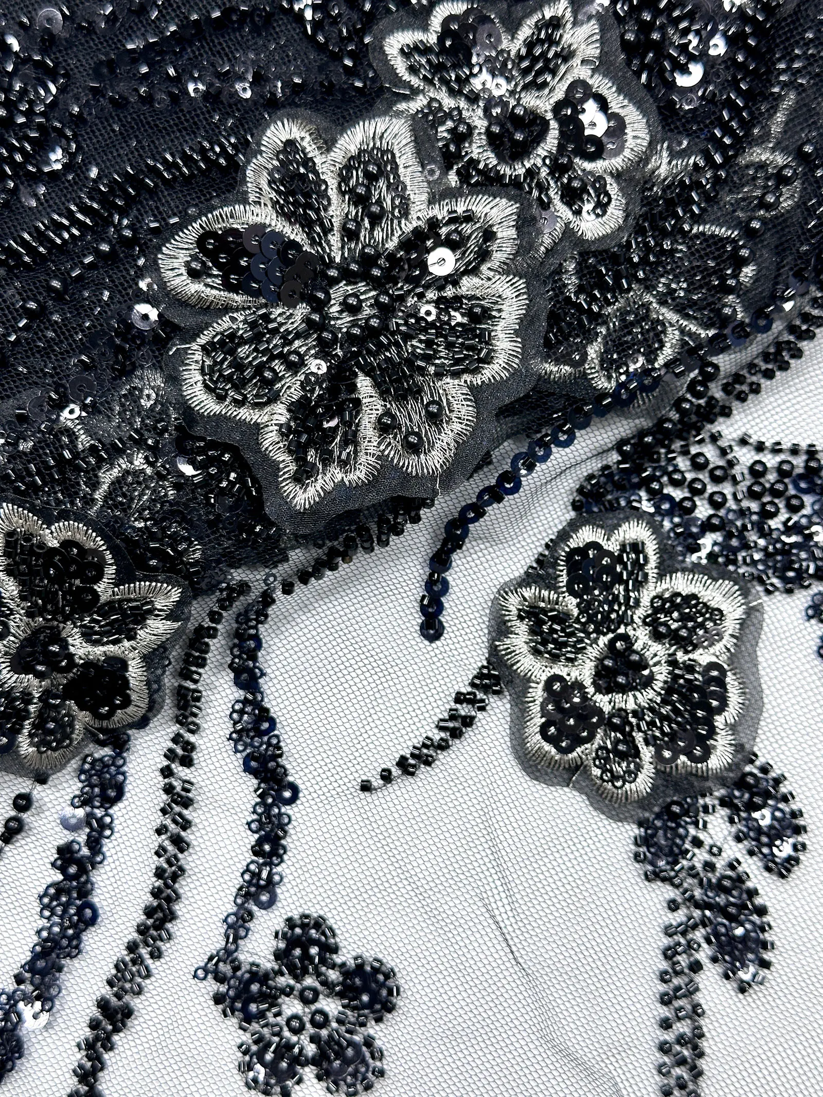 3D Königsblaue Afrikanische Stickerei-Spitze Perlenbesetzter Spitzenstoff 2026 Hochwertige Nigerianische Pailletten Französische Spitze für Damen Hochzeitskleid – Detail 34
