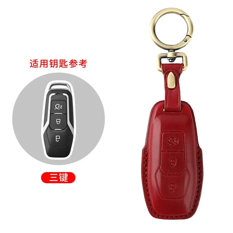 2024 Genuine Leather Man and Women Car Key Cover Bag Protection for Ford Focus Mondeo Escort  Edge Kuga Ecosport Explorer