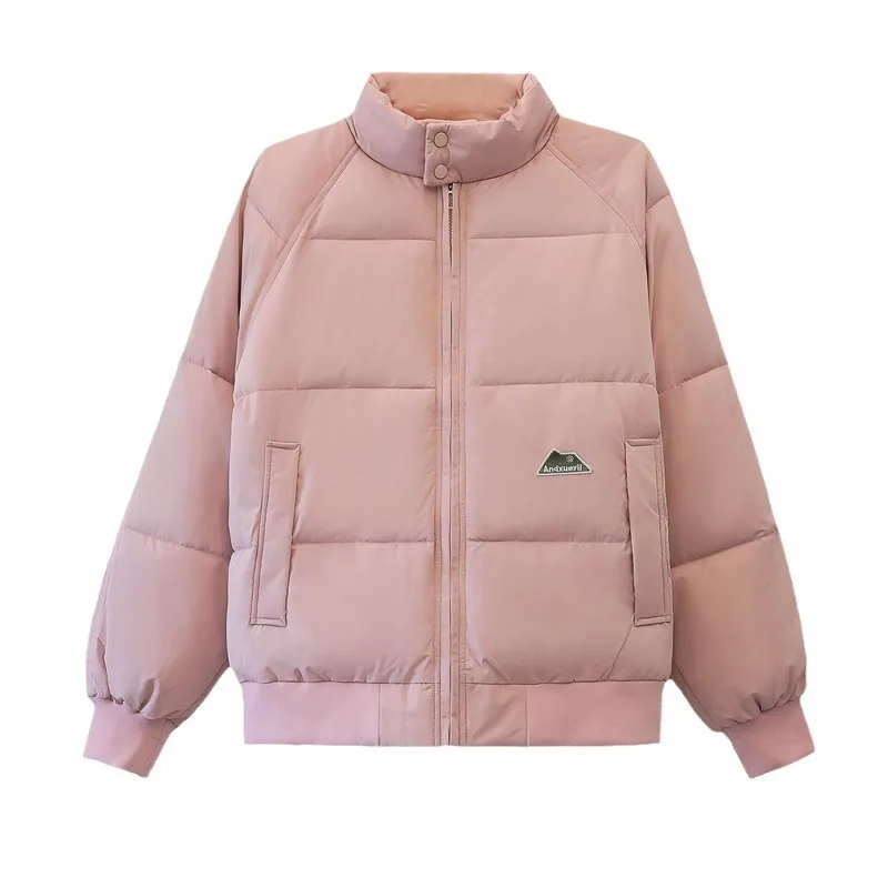 2024 Winter Women\'s Bread Jacket Female Pink High Collar Warm Thicken Cotton Jacket Warm Women\'s Padded Jacket Women\'s Clothing