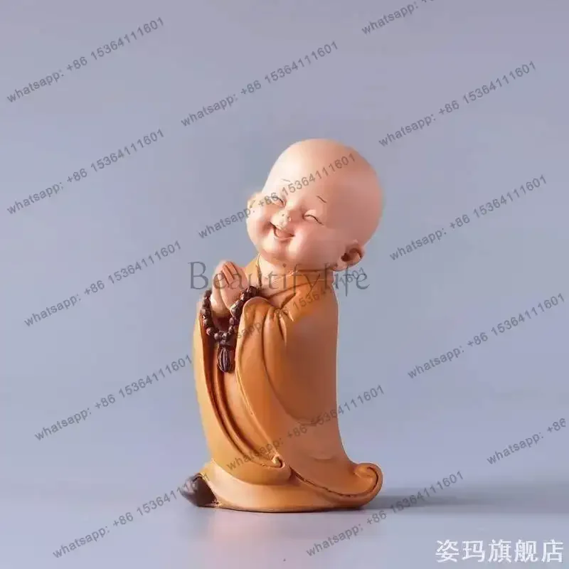 PG   huineng little monk zen ornament laughing buddha samgha doll small statue maitreya   bonsai figure mini decoration view 3