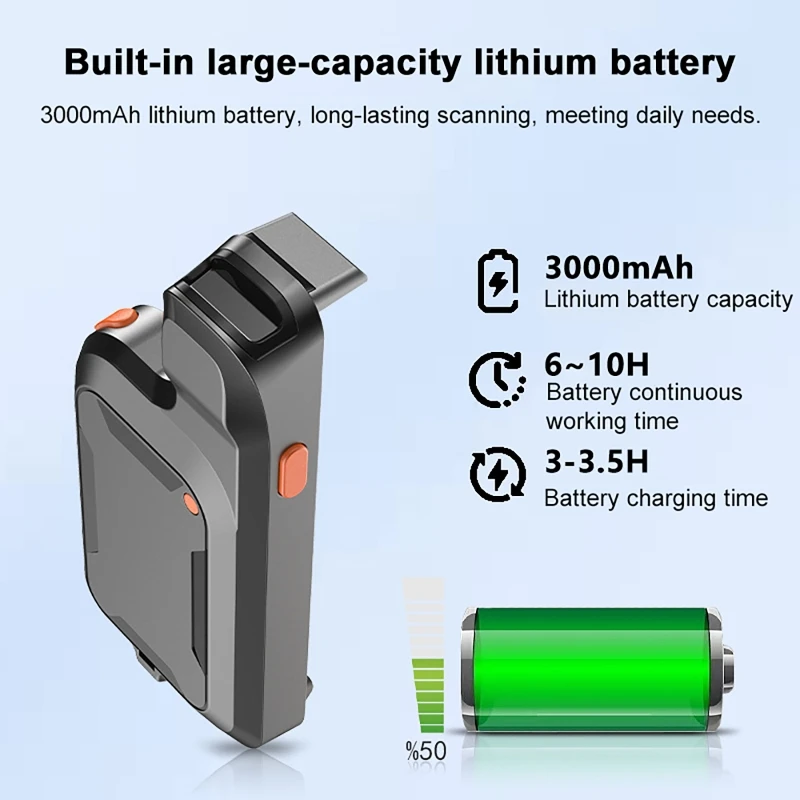 Barcode Scanner 2D Phone Back Clip Bluetooth Scanning Handheld Barcode Reader Data Matrix Code 1D 2D QR Scanners for Android IOS