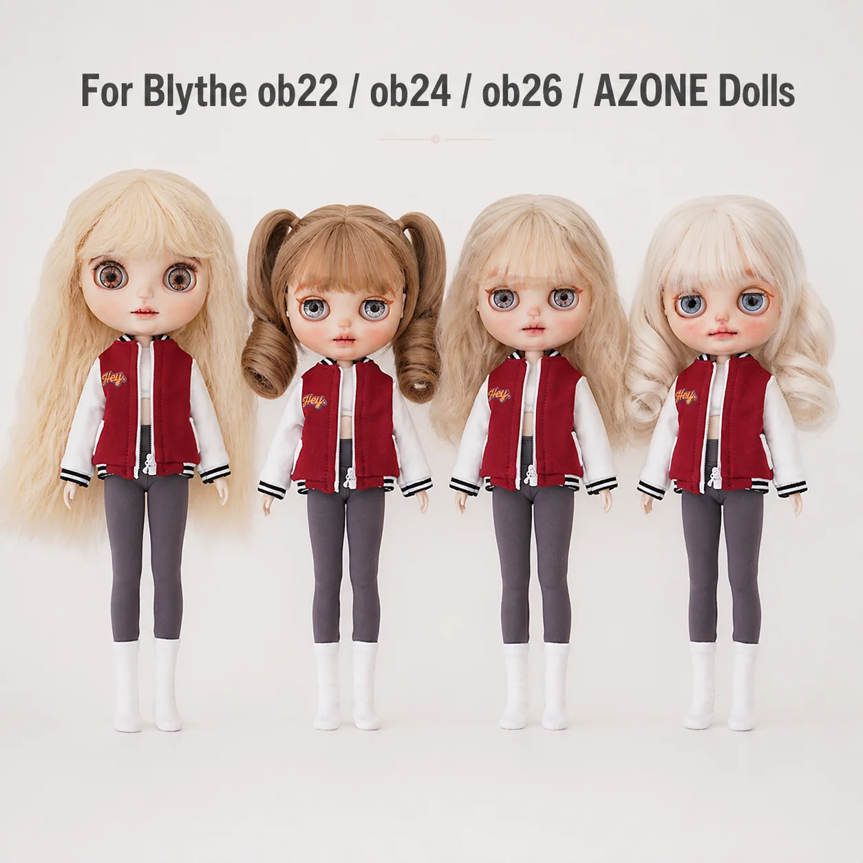 Blythe doll Clothing Accessories Small Cloth Baseball Jacket Top Jumpsuit yoga Pants Training Set OB22 OB24 AZONE Small 6 baby C