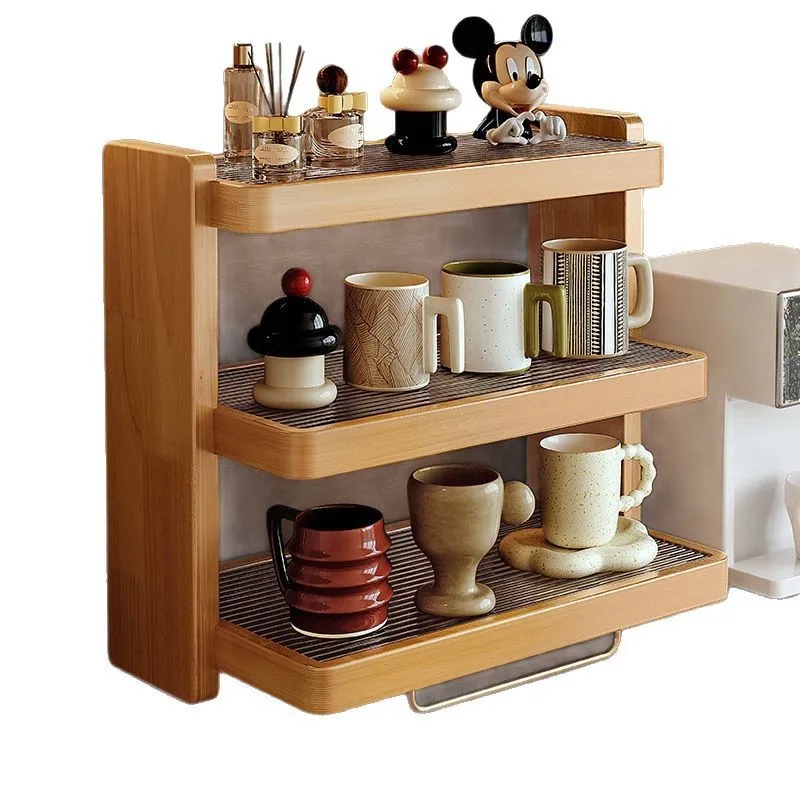

Black Walnut Storage Rack Solid Wood Cup Holder Desktop Water Cup Rack Coffee Machine Cup Storage Rack Display Cabinet
