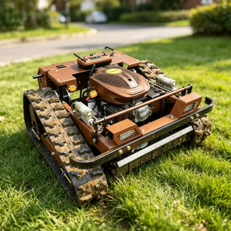 Tracked Remote Grass Cutter 50° Slope Working Rubber Crawler Lawn Mower For Reservoir Embankment Orchard Road Slope