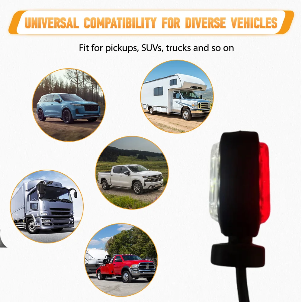 

2pcs 12V/24V Truck Side Marker Light LED Outline Lamp Rear Tail Light For Trucks SUVs Buses Trailers Boats Van