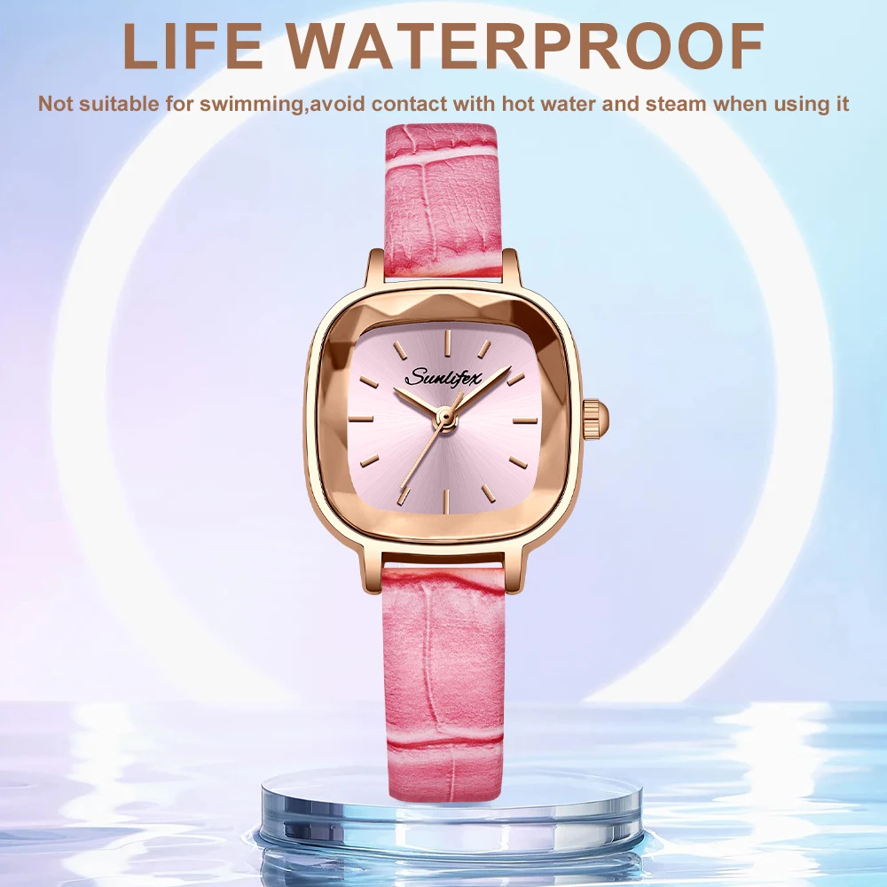 Sunlifex orologio da donna piccolo Jam orologio Casual elegante con cinturino in pelle con quadrante quadrato originale