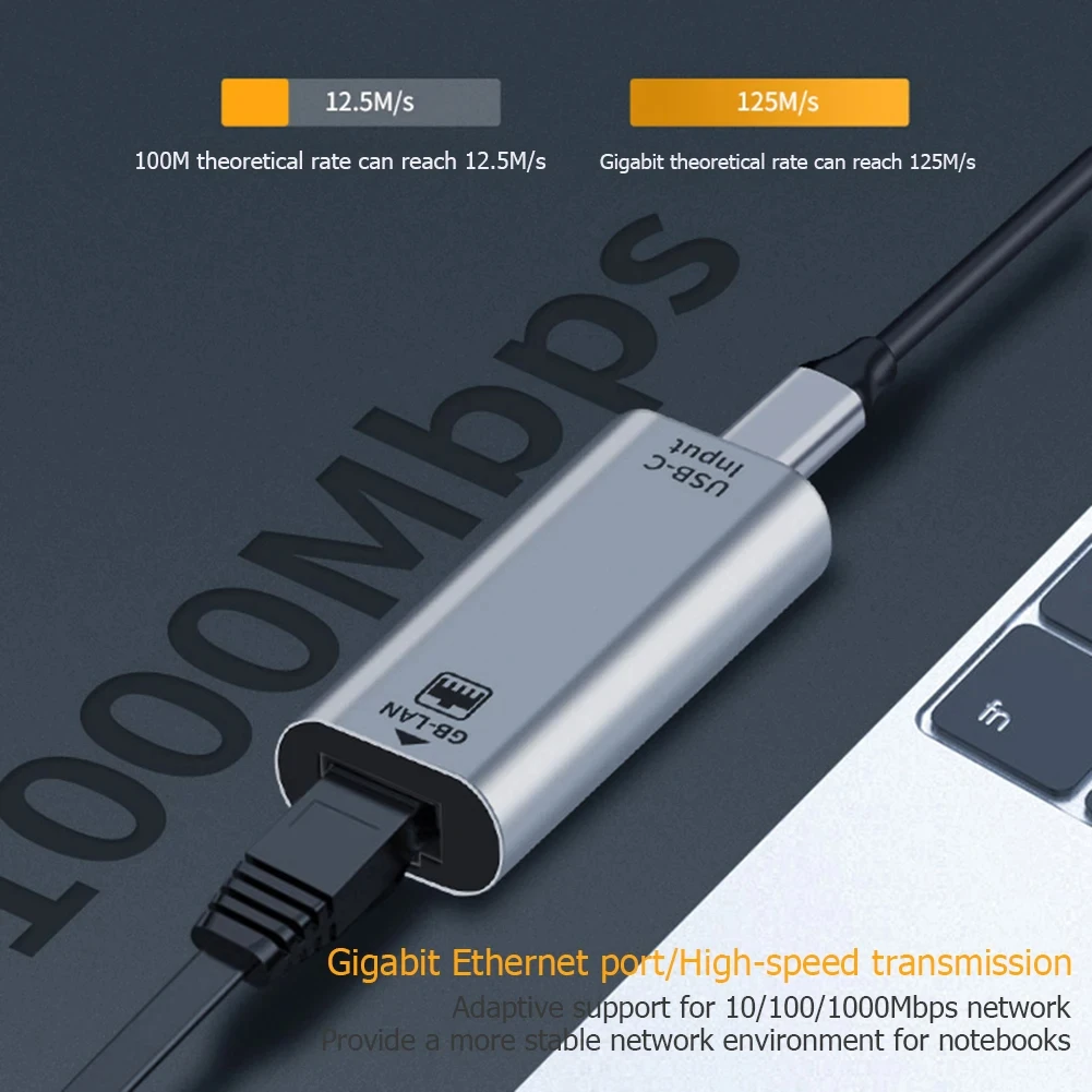 

USB C Female to RJ45 Female USB Type C to Ethernet Adapter 10/100/1000 Gigabit Wired LAN Network Card for PC Laptop Smartphone