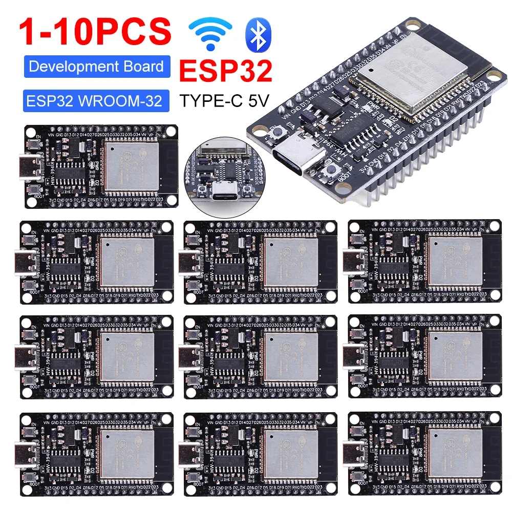 20-1PCS ESP32 ESP-WROOM-32 Development Board ESP32 TYPE-C CH340C Wifi Bluetooth Ultra-Low Power Consumption Wireless Module