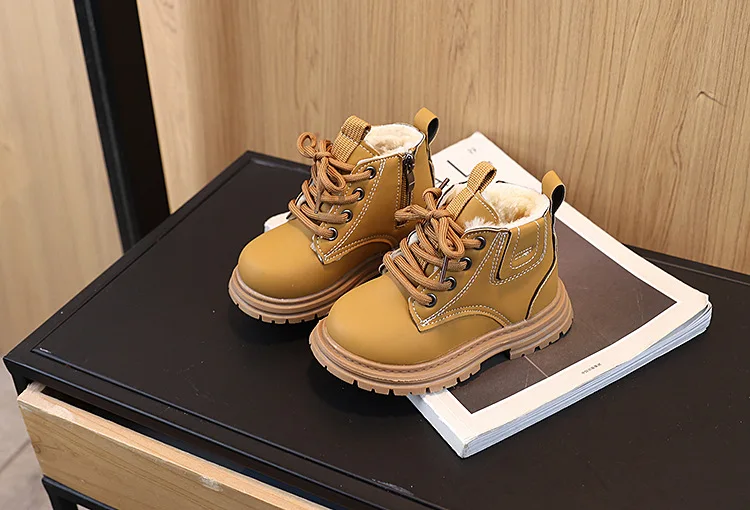 Schneestiefel für Jungen, Retro-Design, rutschfeste Schuhe für Kinder, seitlicher Reißverschluss, Winterstiefel mit Plüschfutter, rutschfeste Lederstiefel, Größe 21–30. – Detail 11