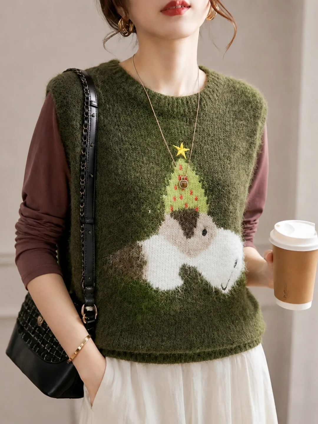 Korean Style Commuter Knitted Vest Women's Fashion Color Block Design 2026 Autumn New Arrival Versatile Outerwear