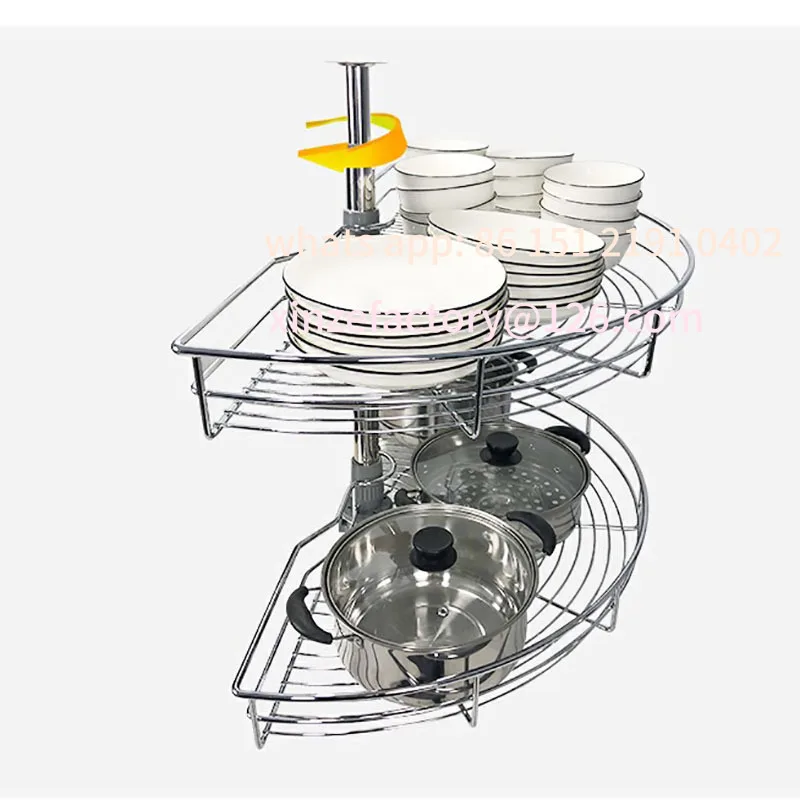 맞춤형 캐비닛 코너 바구니 180도 주방 270도 360도 회전 바구니 회전식 이중 선반 리틀 몬스터