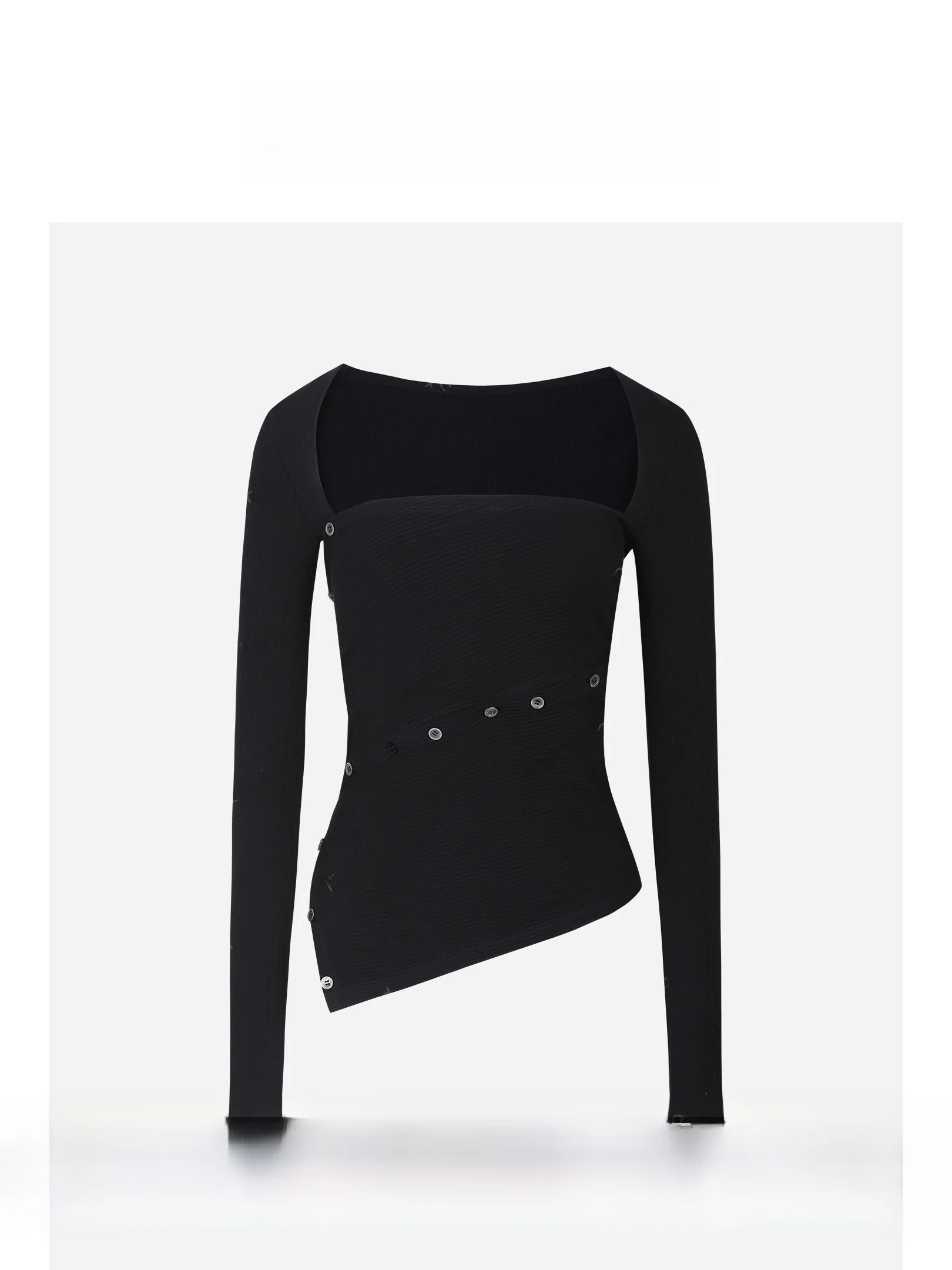

Женская футболка Three Goood Slim Fit с длинным рукавом, асимметричным дизайном, большим воротником, пуговицами и повседневным стилем