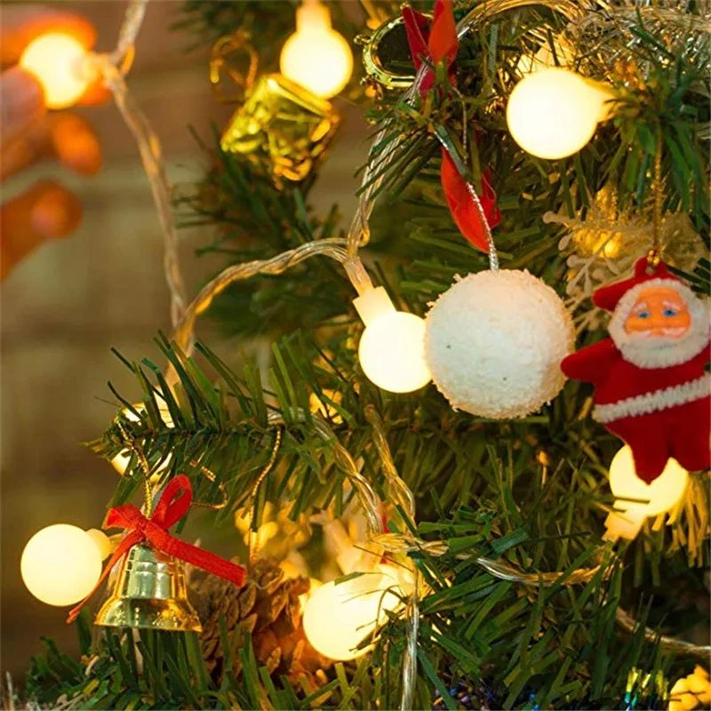 Lampu Hias Bola Garland Peri Tahan Air 10M 80LED dengan Baterai untuk Dekorasi Pohon Natal, Pernikahan, Rumah, dan Dekorasi Dalam Ruangan