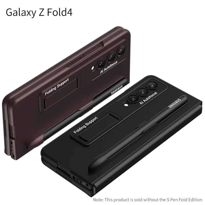 Magnetic Hinge Screen Protection Cover for Samsung Galaxy Z Fold 4 Phone Case with Pen Holder Slot Stand Holder Bracket 5G Shell