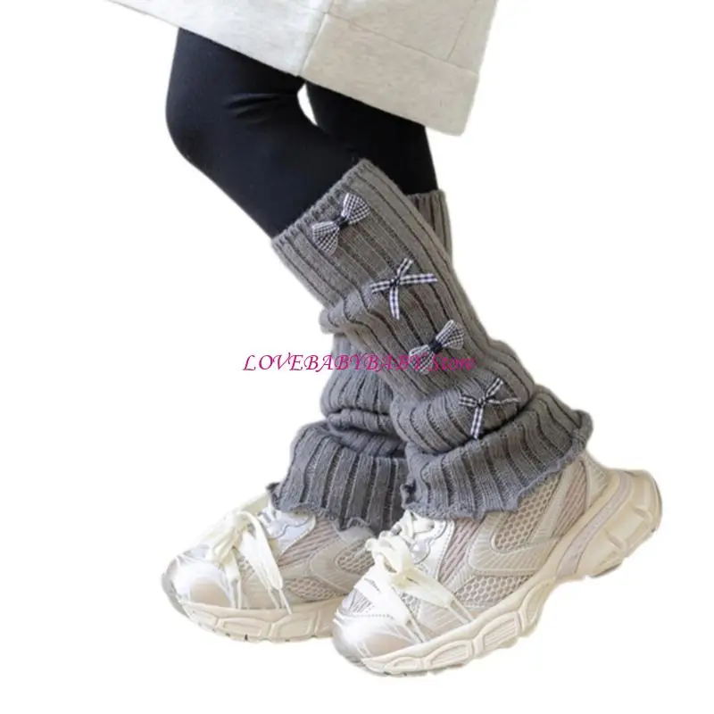 

1 Pair Girls Socks Sleeves Fashionable Bowknot Decor Stackable Socks Comfortable Leg Warmer for Daily Wear and Parties 4XBC