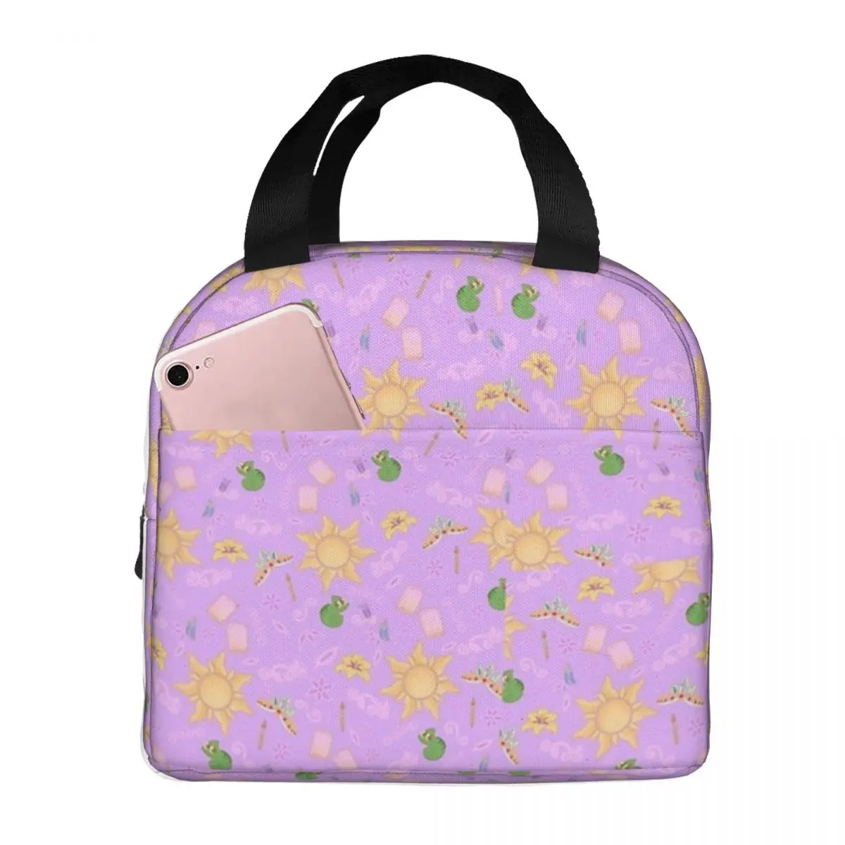 Rapunzel Pattern Lunch Bags Insulated Bento Box Waterproof Lunch Tote Resuable Picnic Bags Cooler Thermal Bag for Woman Girl