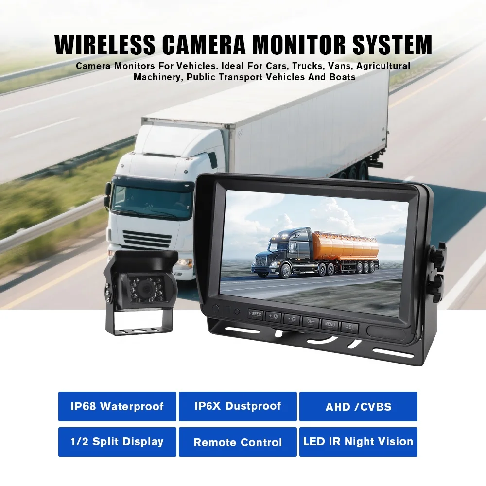 7 Inch 1080P AHD Bus Monitor 360 Degree Truck Reverse Camera System Car Reversing Aide 7 Inch Screen Android Display