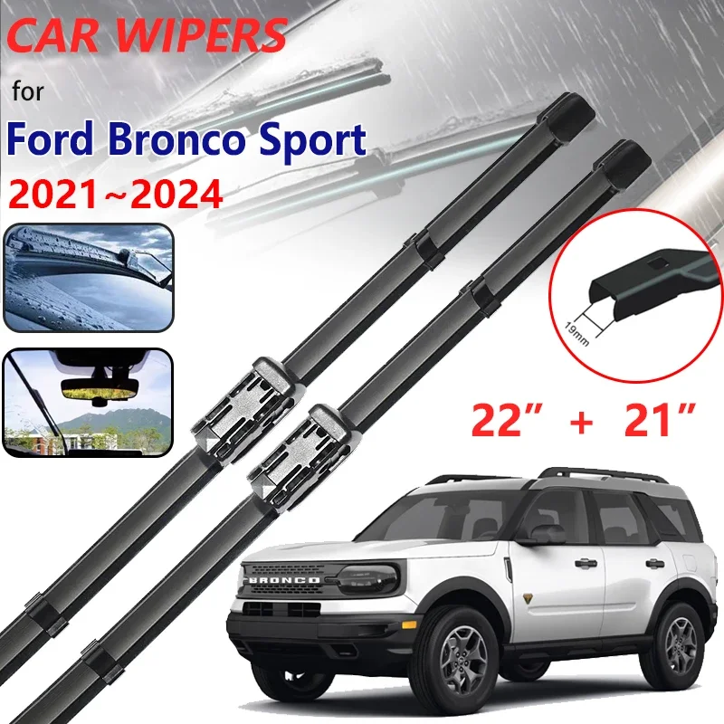 

Car Wiper Blades for Ford Bronco Sport CX430 2021 2022 2023 2024 Cutter Front Windshield Frameless Wipers Strip Auto Accessories