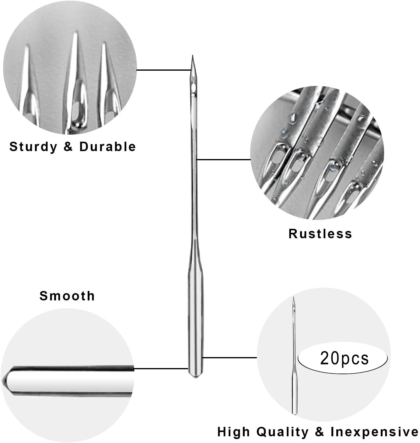 D&D 20pcs Sewing Machine Needles for Singer Brother Janome Varmax Sizes 65/9 75/11 80/12 90/14 100/16 Sewing Machine Supplies