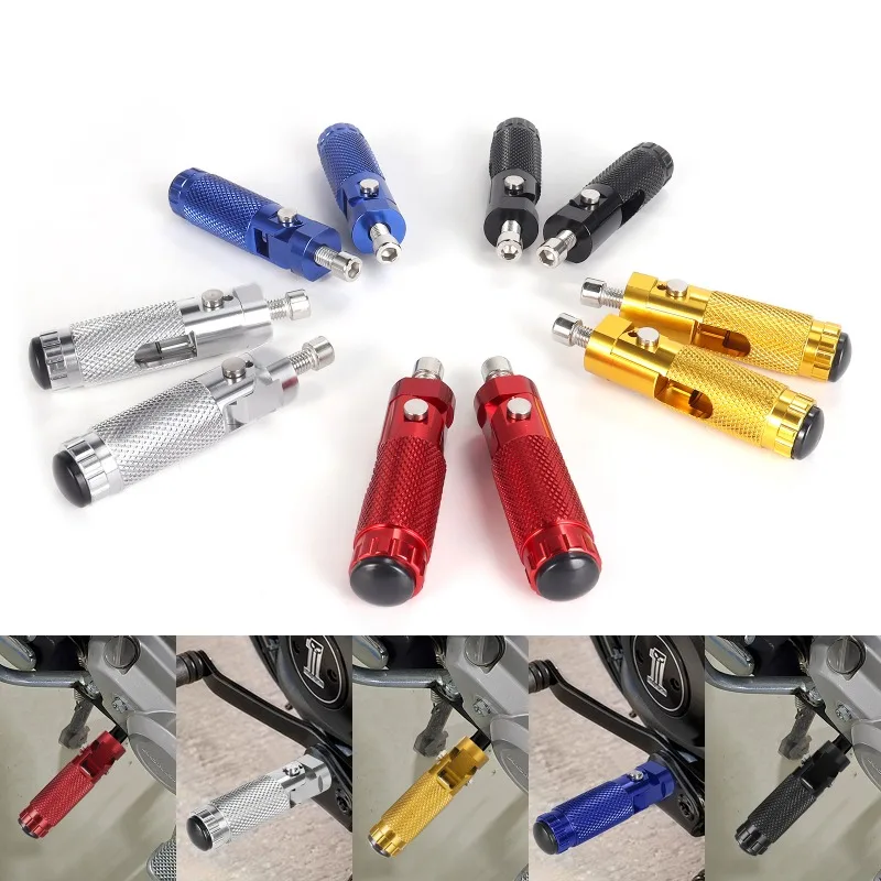 2Pcs M8 Universal Motorcycle Modification AccessoriesCNC Aluminum Alloy Folding Pedals, Circular Pedals, Modified Pedals