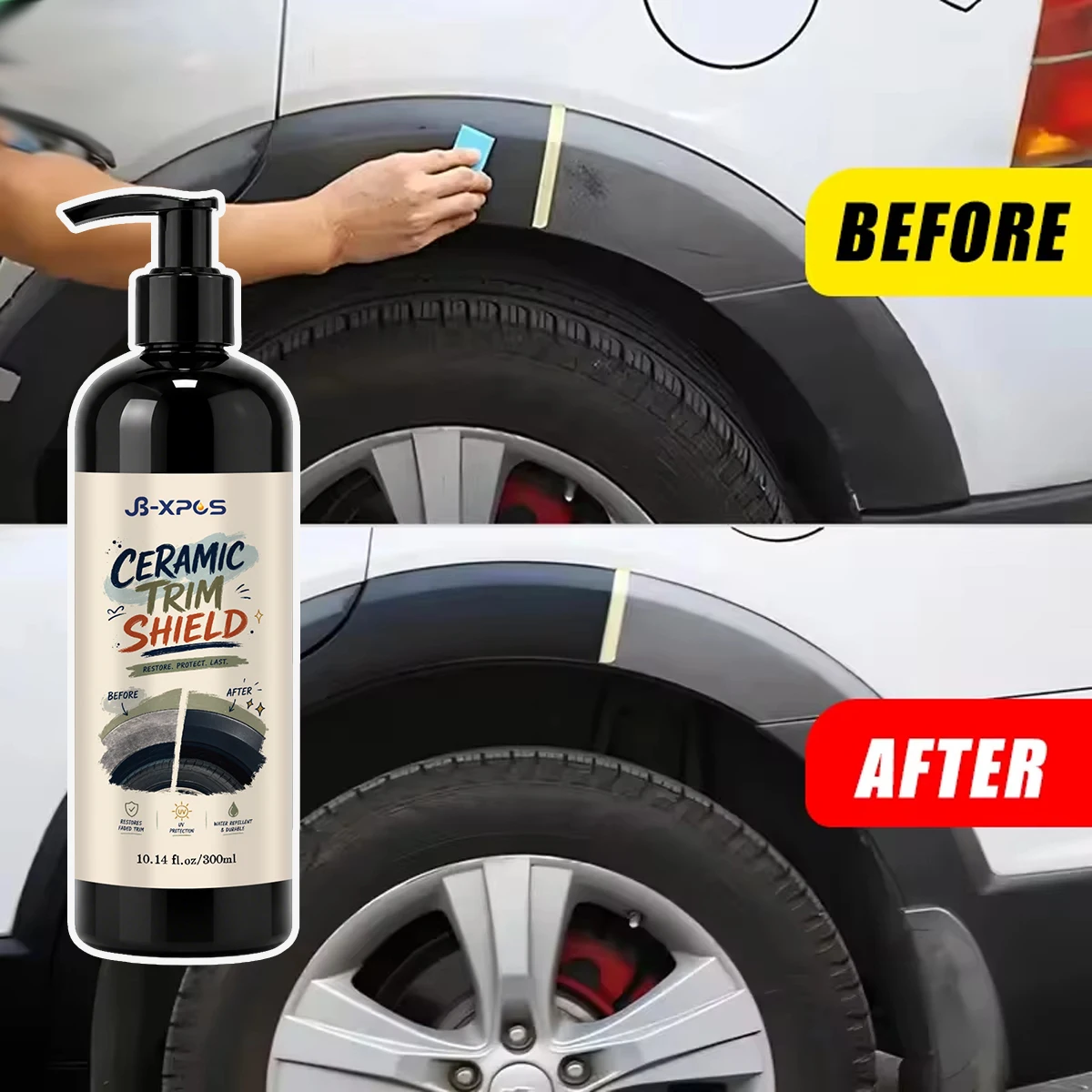 Car Plastic Restorer Ultra Black Gloss Polish Waterproof Anti-Fade UV Protection Interior Exterior Trim Long-Lasting YT2020