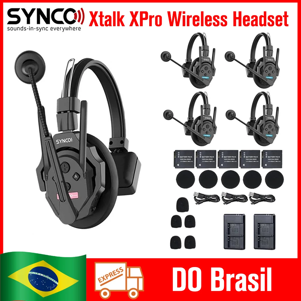DO Brasil) Sistema de Intercomunicação Sem Fio SYNCO Xtalk XPro-1 X1 X2 X5 X9, Microfone Sem Fio 2.4G para Filmes e Transmissões Ao Vivo