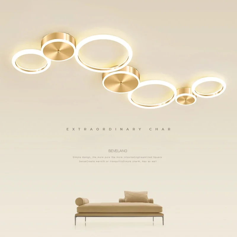 

Nordic LED Ceiling Chandeliers Lights for Living Dining Room Bedroom Circle Rings Golded Ceiling Lamps Home Decor Lampara techo