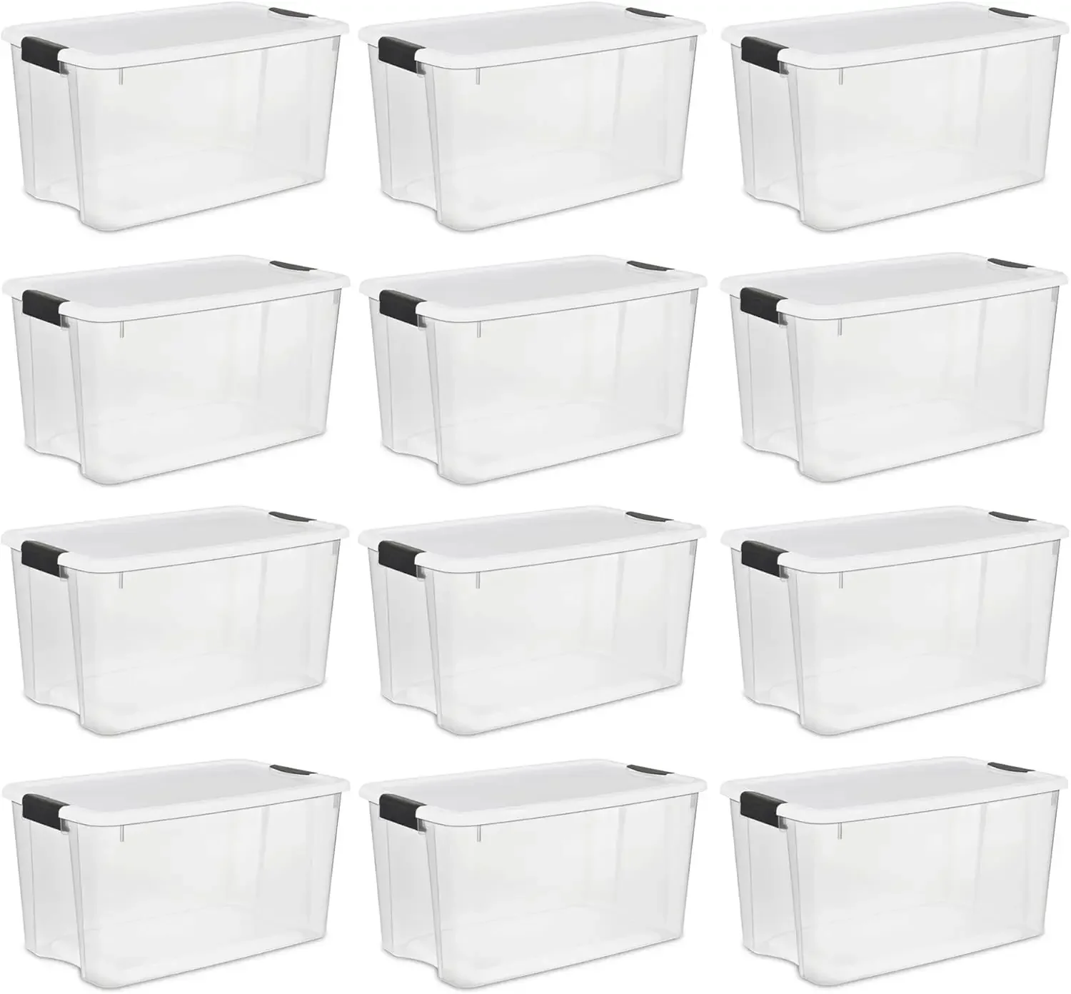 

Sterilite 70 Qt Ultra Latch Box, Stackable Storage Bin with Latching Lid, Organize Clothes, Sport Gear in Basement, Clear with W