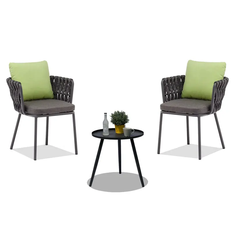#3 Pcs Nordic Creative Rattan Outdoor Table Chairs Set Designer Balcony Patio Garden Backyard Leisure Furniture Combination