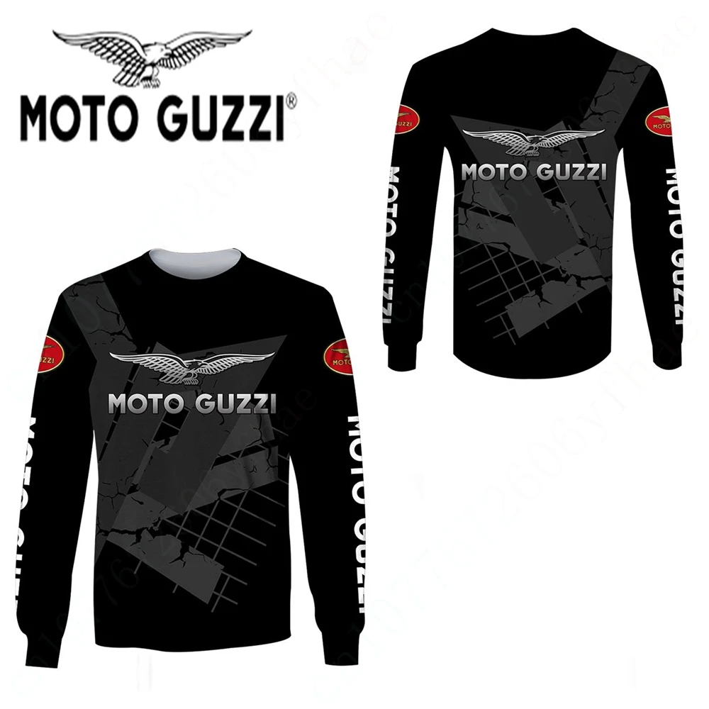 オートバイguzzi-男性と女性のための長袖アニメTシャツ,原宿,ラウンドネック,カジュアルスタイル,速乾性