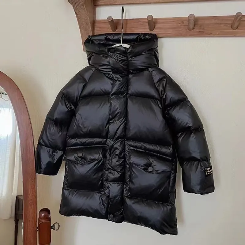 

Children's Black Gold Children's Down Jacket Medium Length Thickened Bread Jacket Boys And Girls Cotton Jacket Top Kids Clothing