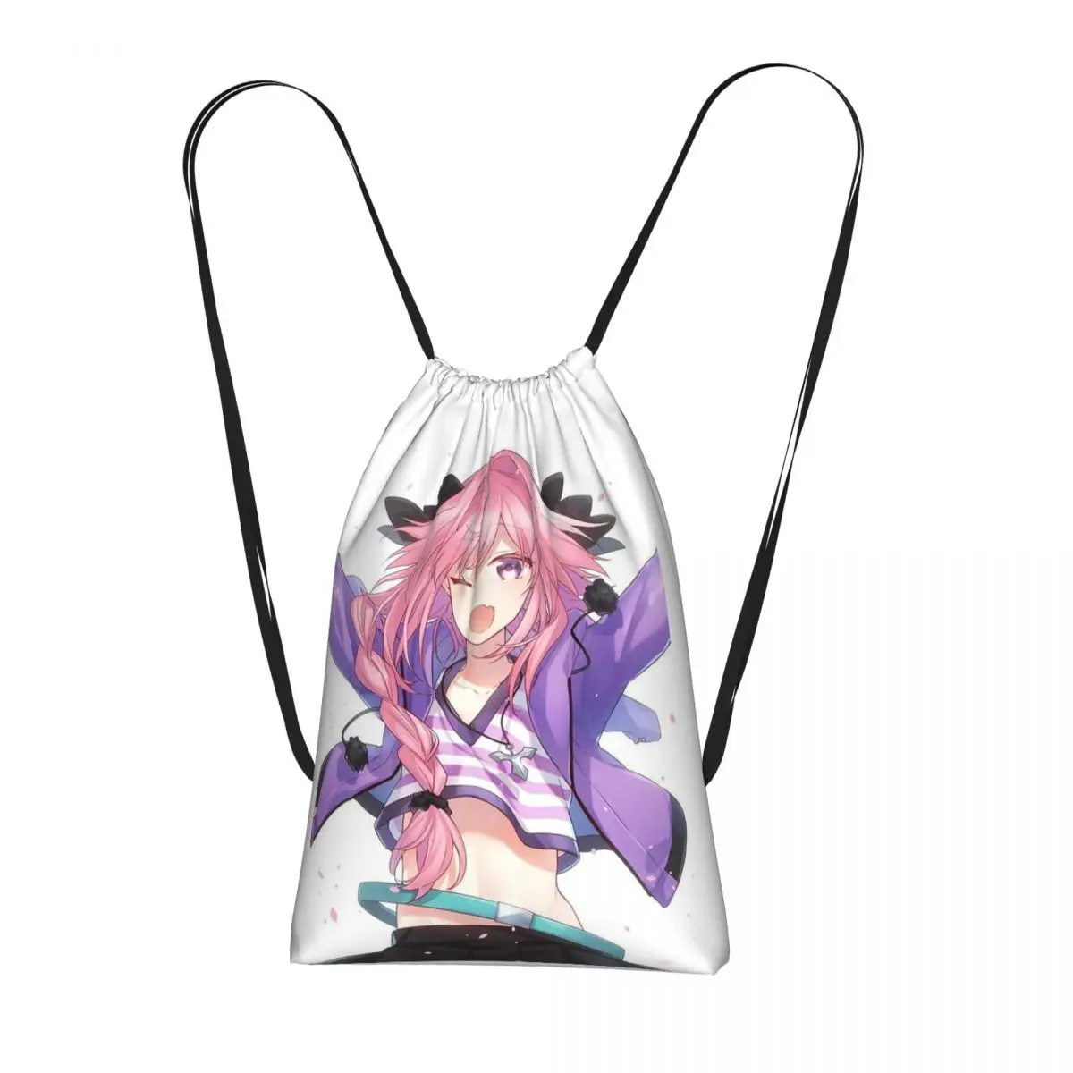 Fate Apocrypha Astolfo Anime Drawstring Backpack Sports Gym Bag Portable Travel Drawstring Bag for Men Women