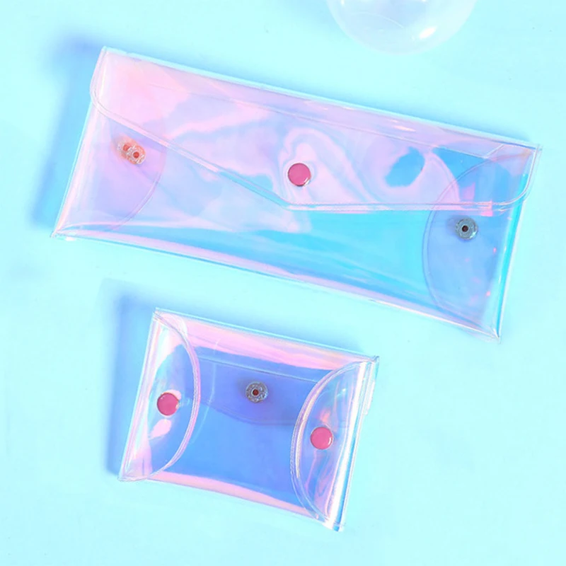 

Women Transparent Laser Coin Purse Wallet PVC Card Pencil Cosmetic Fashion Money Clutch Bag Case Girls Mini Zipper Wallets Pouch