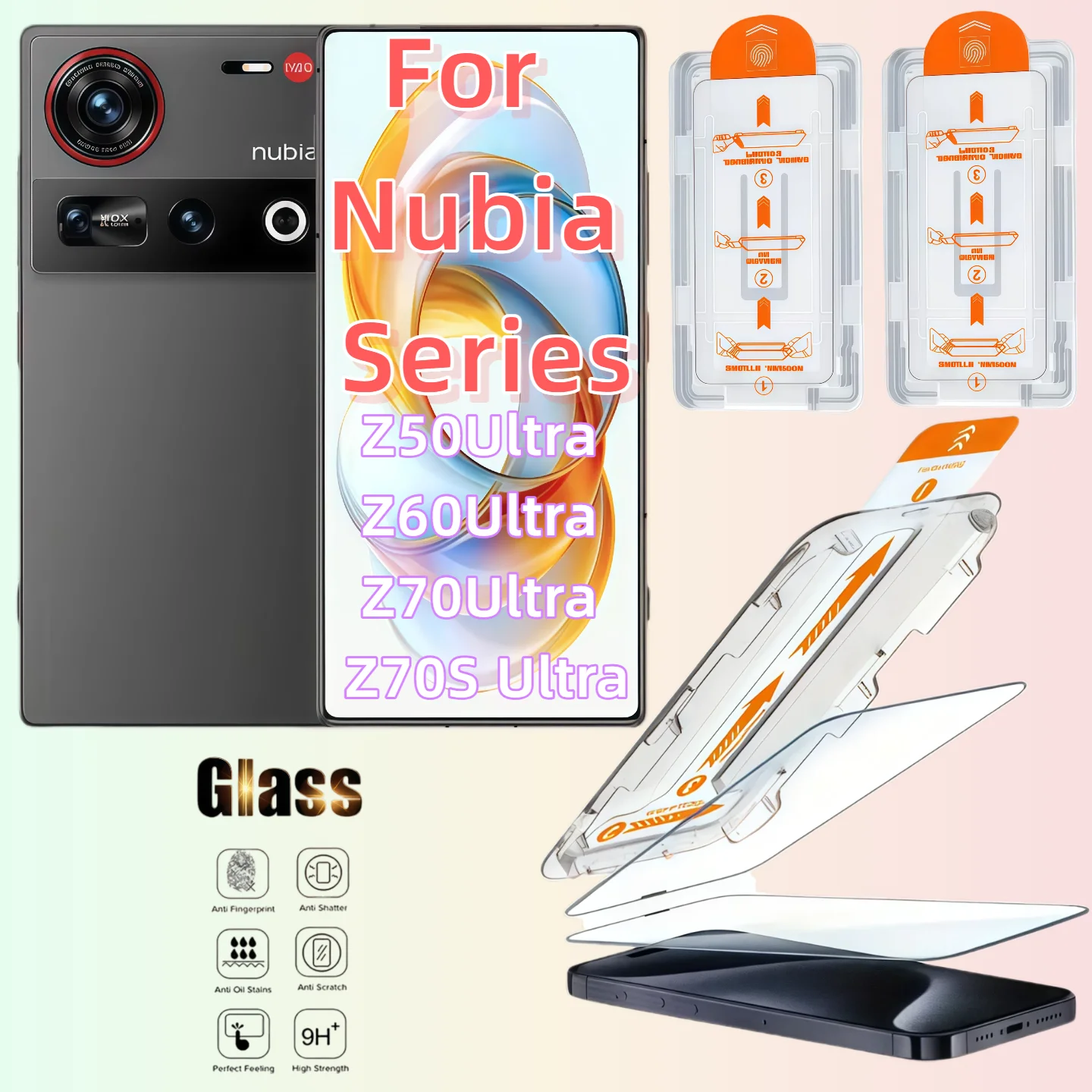 Protetor de tela de vidro temperado de alta definição de 2 pacotes para ZTE Nubia Z50 Ultra/Z60 Ultra/Z70 Ultra/Z70S Ultra, livre de poeira