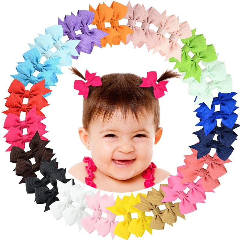 80Pcs 3inch Grosgrain Ribbon  Hair Bows Alligator Clips for Baby Kids Girls Hair Accessories 40 Colors Hair Clips