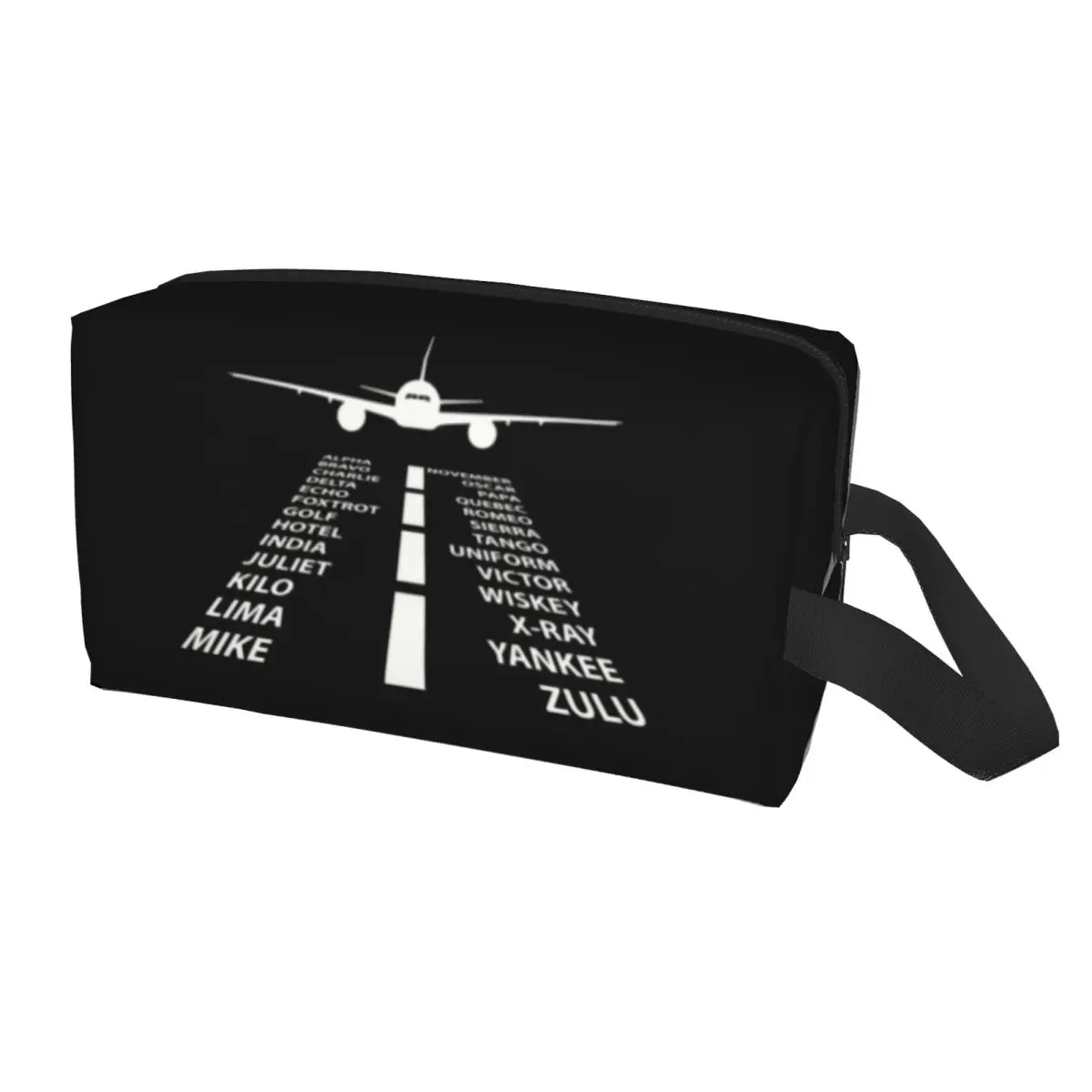 Custom Phonetic Alphabet Pilot Airplane Makeup Bag Travel Cosmetic Organizer Cute Aviation Plane Fighter Storage Toiletry Bags