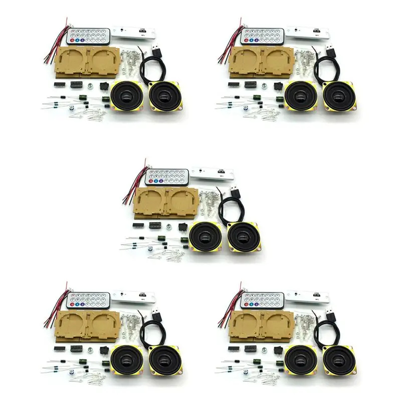 5X DIY Electronic Kit Bluetooth Speaker Electronics DIY Soldering Project Kit Bluetooth Stereo Speaker Support U Disk