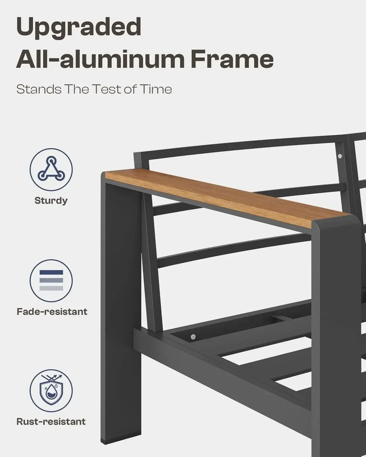 Aluminium-Terrassenmöbel-Set für den Außenbereich mit Couchtisch, Gesprächssets, Terrassen-Sektionsset für Veranda, Balkon, Terrasse, Grau