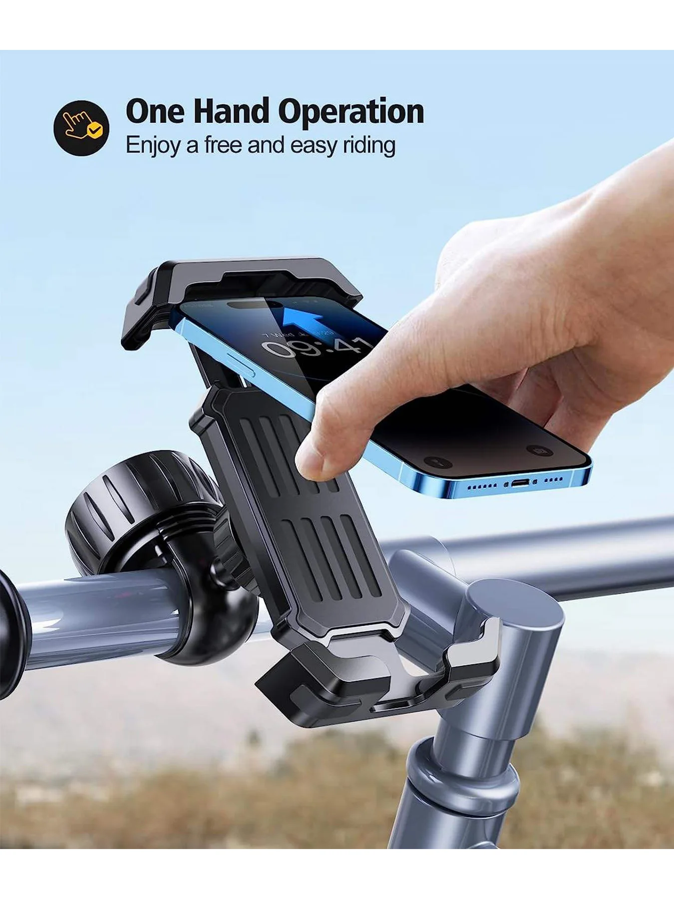 

360 Rotatable Bike Motorcycle Phone Holder Silicone Bracket Support Pull Type Safe Mount For All Smartphones Cycling Stand