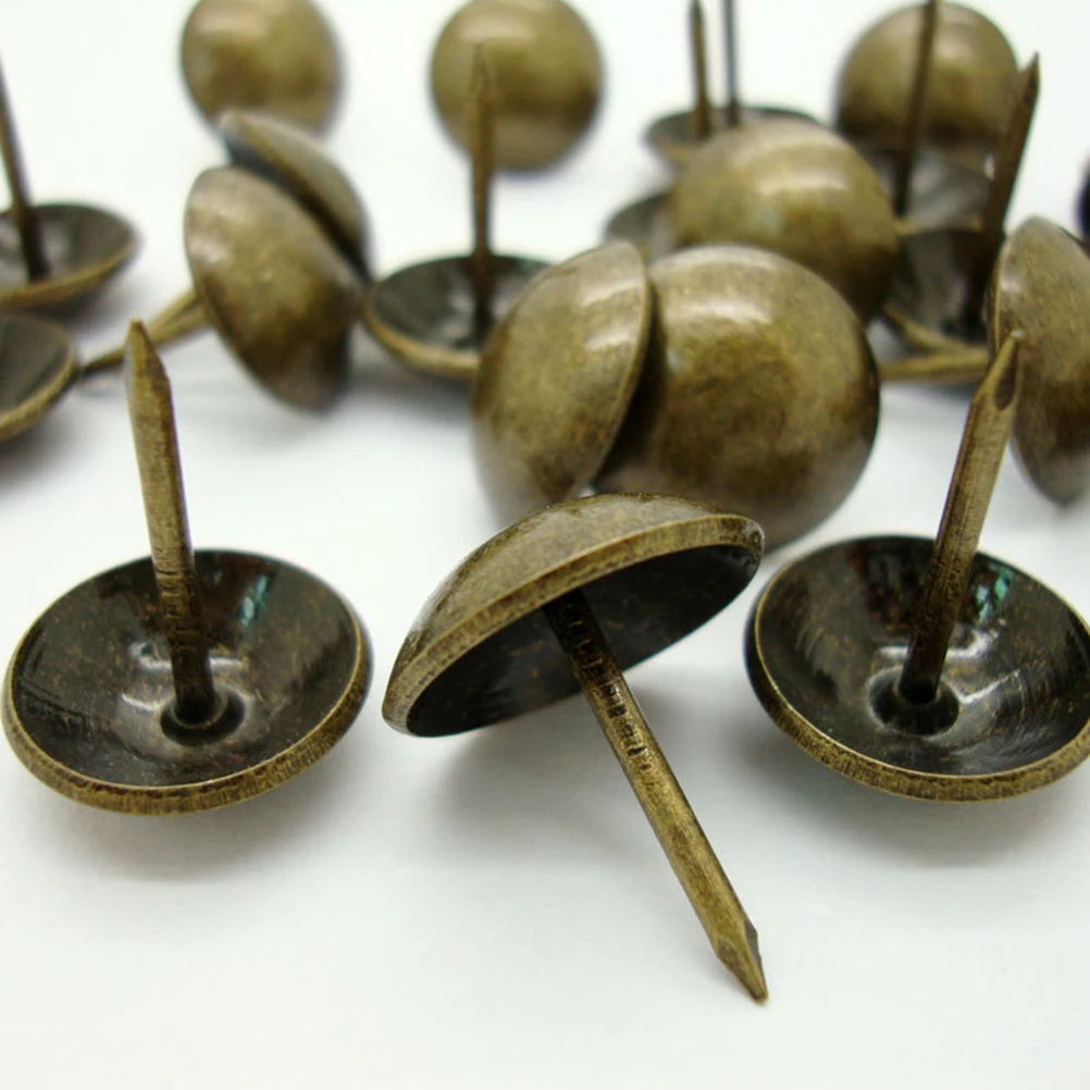 100pcs 10X15Mm Bronze Style Decorative Tacks niture Sofa Chair Bed Sturdy Iron Round Brass Nails Large-Headed Door