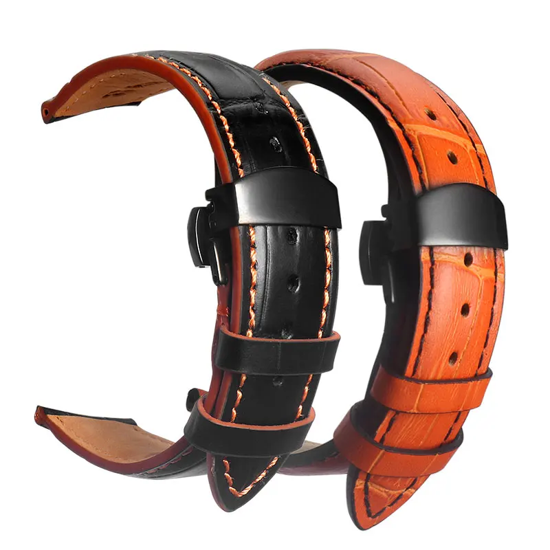 For Mido Seiko Citizen Genuine Leather Watch Strap Men\'s M005 430 Berenzelli Original Helmsman Sao Orange Watchband 22mm 23mm