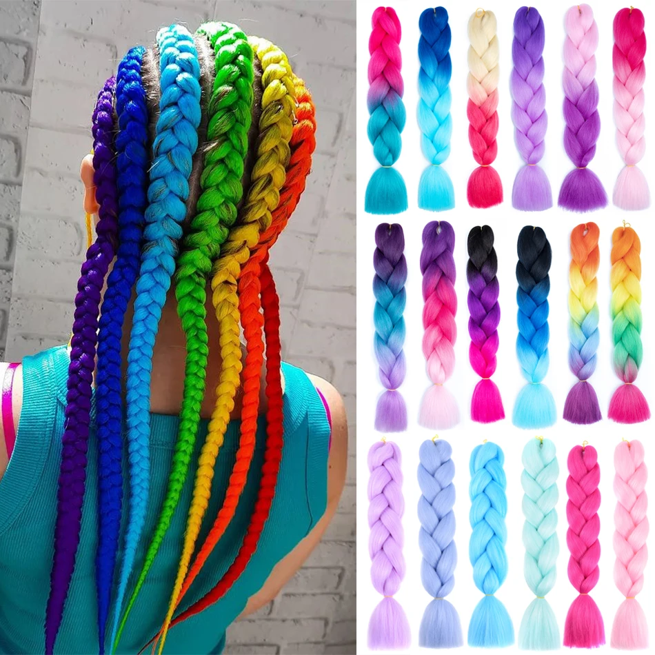 Yaki Jumbo Braid Hair Expression Hair Extensions For Crochet Twist Box Braids Synthetic Braiding Hair Extension Ombre Colored