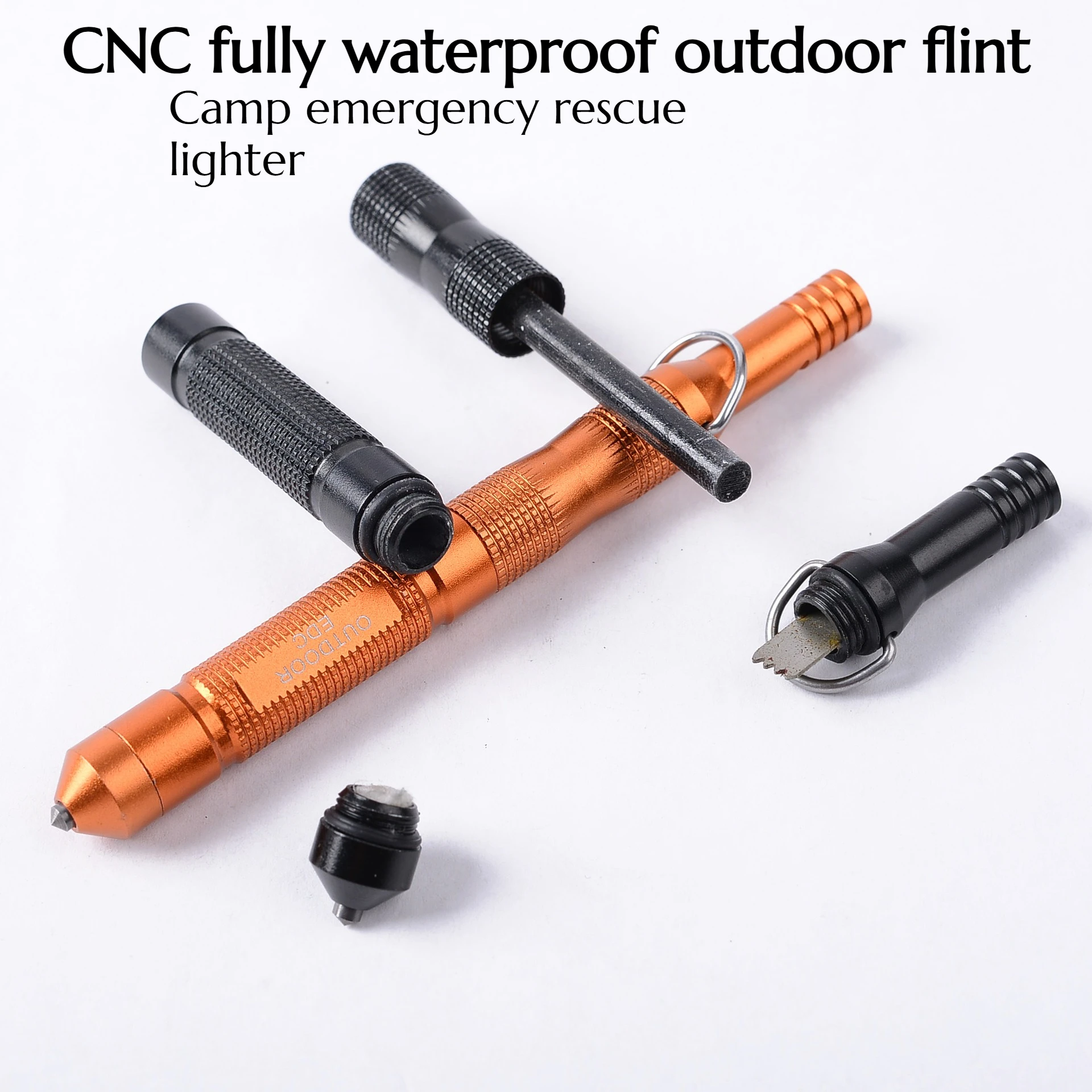 

4PCS CNC Fully Waterproof Outdoor Fire Starter Tungsten Steel Headband and Scraper Camping Emergency Rescue Equipment