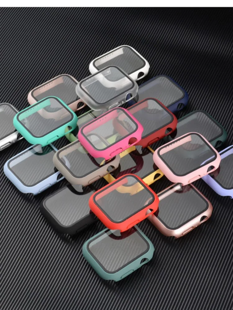 Szkło hartowane + etui do Apple Watch 9 8 44 mm 45 mm osłona 40 mm 42 mm 38 mm 41 mm ultra2 Osłona ekranu iwatch serii 7 6 5 4 3 SE — zdjęcie 2