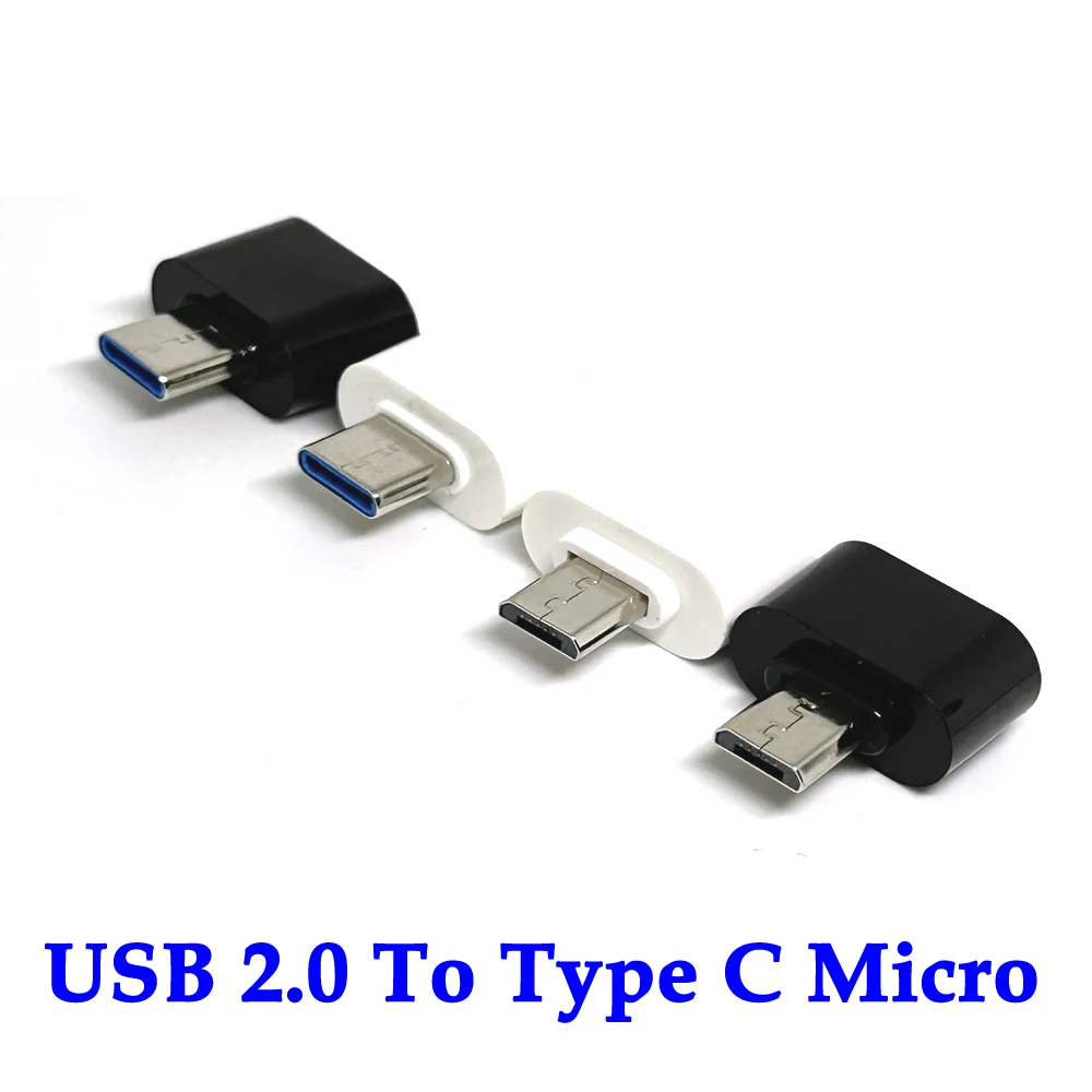 USB 2.0 To Type C Adapter LED OTG To USB C USB-A To Micro USB Type-C Female Connector For HUAWEI Samsung Xiaomi POCO Adapters