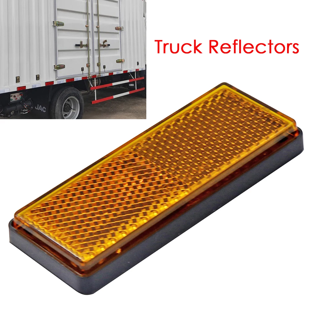 10pcs Orange Adhesive Reflectors Rectangular IP67 Waterproof for Truck Trailer
